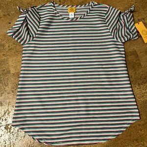 Ruby Rd. Colorful Striped Short Sleeve Top